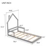 CAVINAS Twin Size Wood Montessori Bed with House-Shaped Headboard,Modern Floor Bed with Slats and Handrails,Toddler Bed for Bedroom - 3 of 4
