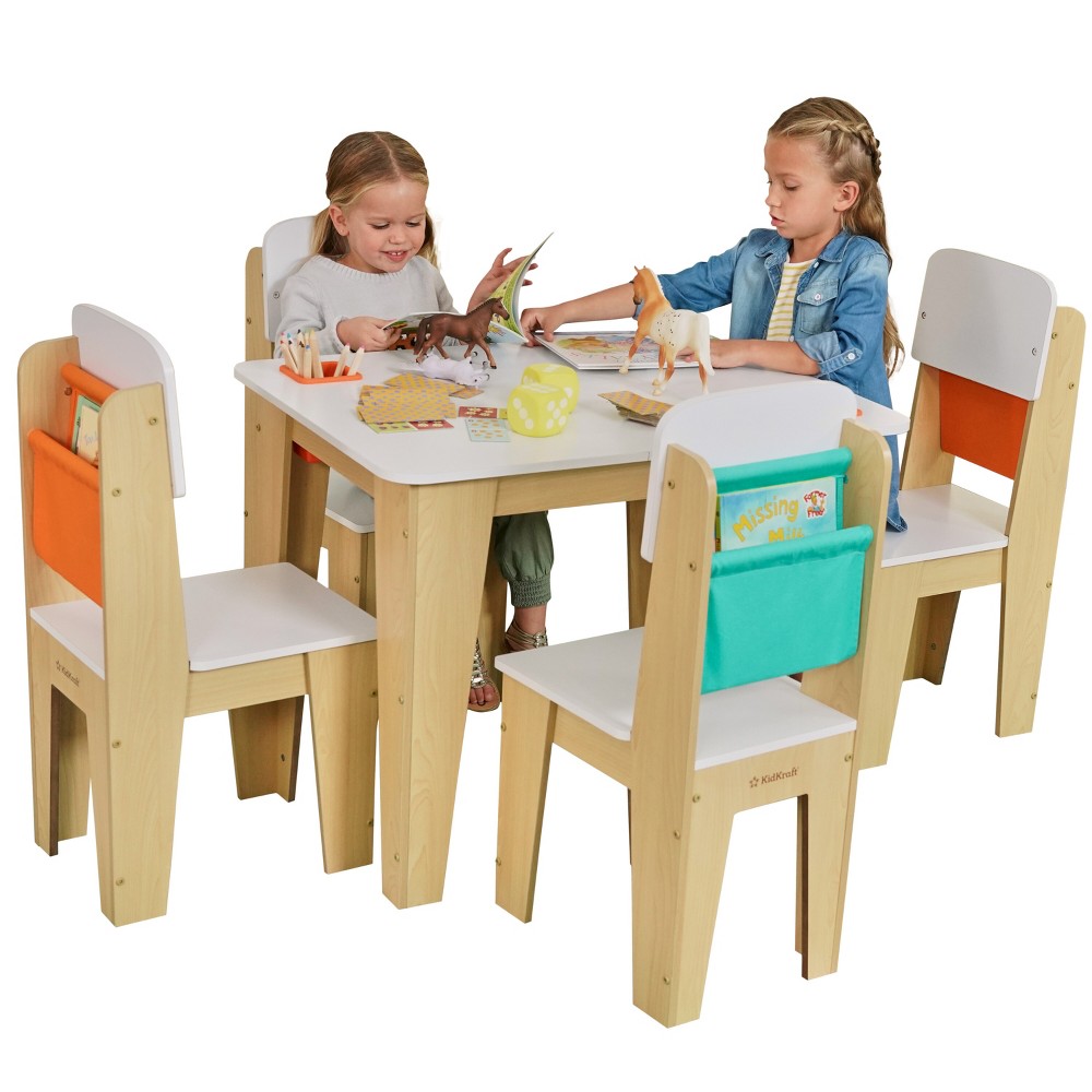 KidKraft Pocket Storage Kids' Table and Chair Set Natural -  89086251