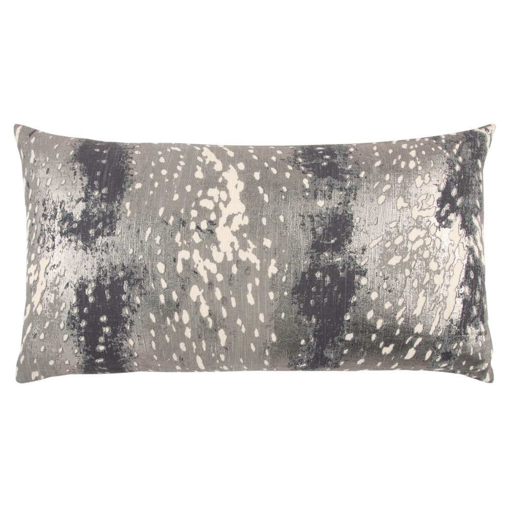 Photos - Pillow Rizzy Home Abstract Striped  Gray: Cotton Canvas, Indoor Decorative Cushion