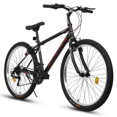 YONWAY 24 Inch Carbon Steel Frame Mountain Bike, Front Suspension Sport Bicycle, 21-Speed Dual V-Brake for City Commuters and Short Trip