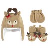 Hudson Baby Infant Girls 6Pc Trapper Hat, Mitten and Bootie Set, Green Elf Girls Reindeer - 3 of 3