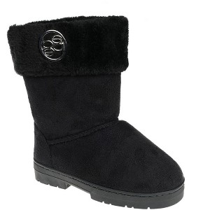 bebe Girl's Trendy Winter Boots for Little Girls, Kid's Boots with Chic Metallic Medallion - 1 of 4