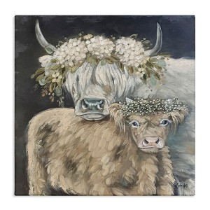 Stupell Industries Highland Cattle with Flower Garlands, 24" x 24" - 1 of 4