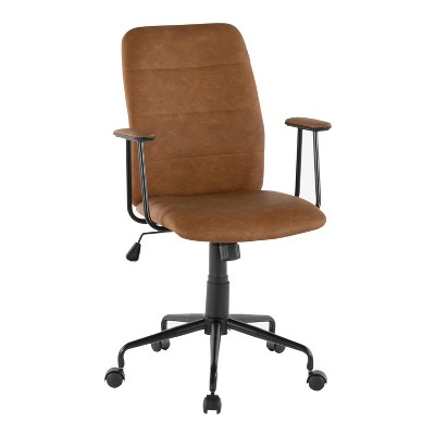 Lumisource Fredrick Contemporary Office Chair Faux Leather Brown   GUEST 307a4b75 23ca 44b4 86a5 0ea0eca085bf