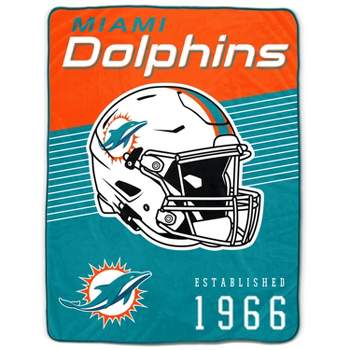 NFL Miami Dolphins Helmet Stripes Flannel Fleece Blanket