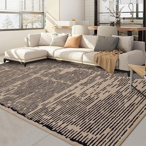 Washable Striped Area Rug Non-Slip Strip Rugs for Living Room Low Pile Floor Carpet Rugs for Bedroom Dining Room Home Office - 1 of 4