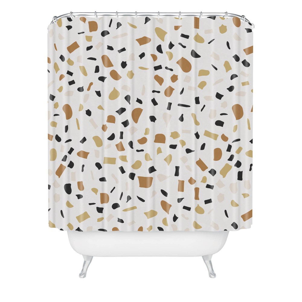Photos - Shower Curtain Alisa Galitsyna Terrazzo  Beige - Deny Designs: Microfiber, Easy Care, Buttonhole Top