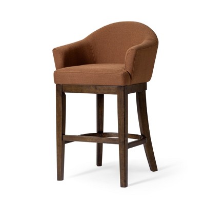 Maven Lane Isabella High Back Fabric Bar Stool, Aged Brown/Clay