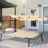MOEPISY Patio Double Chaise Lounge Chair, Outdoor Wheeled Hammock Daybed with Adjustable Canopy and Pillow - 2 of 4