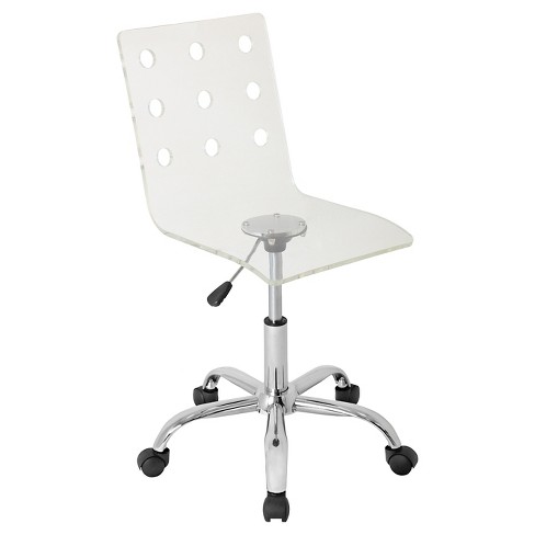 clear desk chair with wooden legs