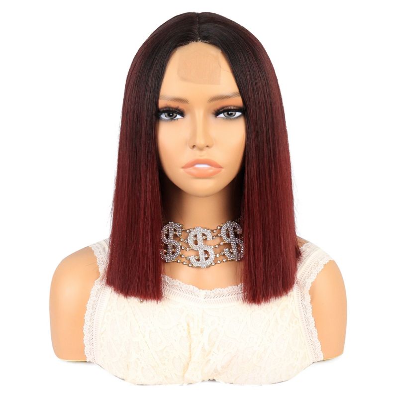 Unique Bargains Medium Long Straight Hair Lace Front Wigs for Women with Wig Cap 14" 1PC, 1 of 7