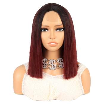 Unique Bargains Medium Long Straight Hair Lace Front Wigs for Women with Wig Cap 14" 1PC