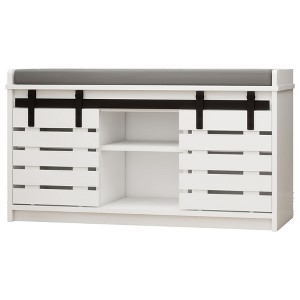 Sevobal Shoe Racks, Floor-standing Shoe Cabinet with Sliding Door and Adjustable Shelves for Living Room Entryway Mudroom, White, 33.46"*13.62"*19.68" - 1 of 4