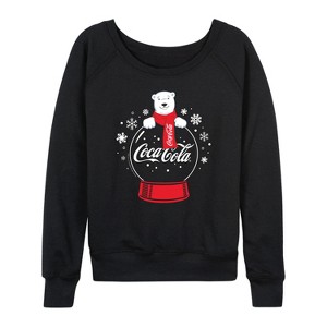 Women's - Coca-Cola - Polar Bear Snowglobe Lightweight French Terry Wide Neck Long Sleeve Graphic Shirt - 1 of 4