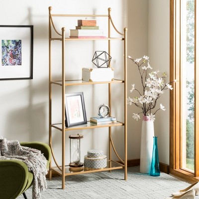 Elegant Diana 4-Tier Gold Metal & Tempered Glass Etagere