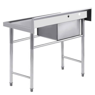 Stainless Steel Single Basin Utility Sink with Drainboard