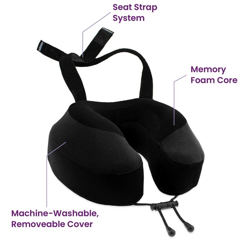 Cabeau Evolution S3 Memory Foam Travel Neck Pillow with Seat Strap, One Size, 3 of 9