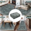 8'x10' Washable Area Rugs, Soft Vintage Floral Large Rug Foldable Indoor Floor Carpet Low Pile Non-Slip Throw Rugs green - 4 of 4