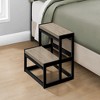 TopComfy 2 Step Ladder Black Metal Dark Taupe Laminate Contemporary Step Stool for Kitchen Bedroom 300 lbs Capacity, Gray, 25"*18"*3" - 2 of 4