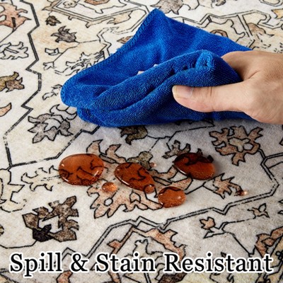 Area Rugs for Living Room Machine Washable Rugs, Non-Slip, Stain Resistant Soft Boho Vintage Carpet Low Pile Thin Rugs for Bedroom