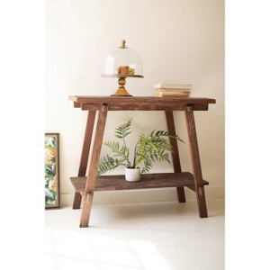 Teak Wood Console Table, 32"H – Brown Distressed Narrow Entry & Display Table By Kalalou - 1 of 4