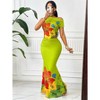 Mocamel Women's Ramadan Evening Set Plant-Print Asymmetrical Top Flared Skirt for Eid Galas And Formal Events - 2 of 4