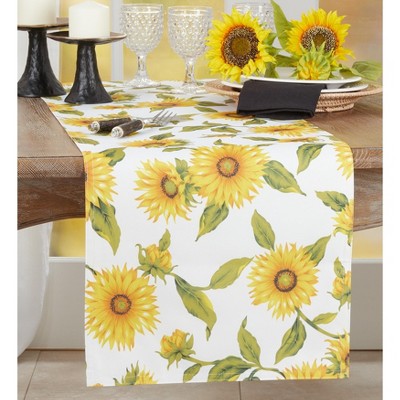 Yellow Sunflower Design Polyester Table Runner