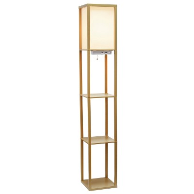 Classix 62.5" Tan and White 3-Tier Shelf Floor Lamp