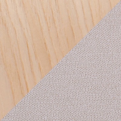 Cream Fabric and Natural Wood Upholstered Ladderback Side Chair