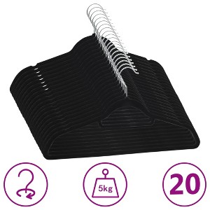 vidaXL 20 pcs Clothes Hanger Set Anti-slip Black Velvet - 1 of 4