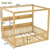 Twin/Full Montessori Floor Bed Canopy Bed Frame with Built-in Shelves & Safety Guardrails - ModernLuxe - 4 of 4