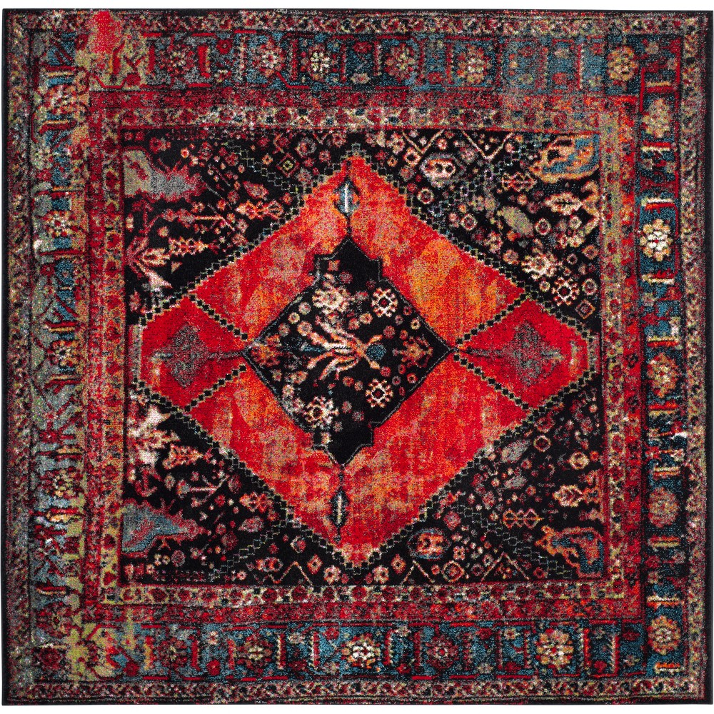 5'3inx5'3in Medallion Loomed Square Area Rug Orange - Safavieh