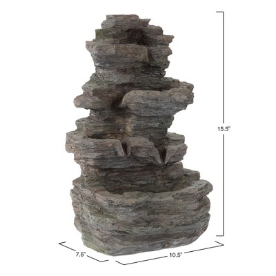 Nature-Inspired Polyresin Tabletop Water Fountain with LED Lights