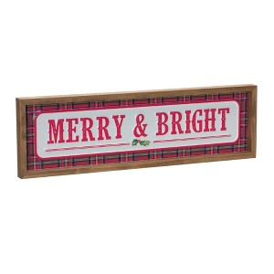 Merry and Bright Sign – 19.75"L x 5.75"H MDF Metal Red White Holiday Wall Decor – By Melrose - 1 of 3