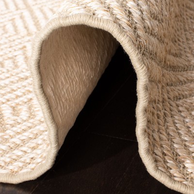 Beige Geometric Flat Woven Synthetic Area Rug 3' x 5'