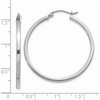 Black Bow Jewelry 2mm, 14k White Gold Square Tube Round Hoop Earrings, 35mm (1 3/8 Inch) - 4 of 4