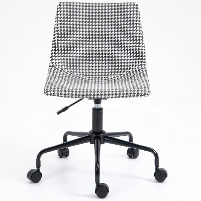 Black Houndstooth Vinyl Armless Swivel Task Chair