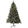 6 Ft Artificial Christmas Tree, Pre-Lit Xmas Tree with 350 Colorful Lights & 876 Branch Tips, Snow Flocked Xmas Tree with Foldable Metal Stand - 4 of 4