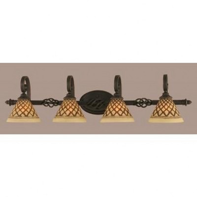 Toltec Lighting Elegante 4 - Light Vanity in  Dark Granite with 7'' Chocolate Icing Shade