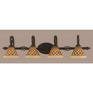 Toltec Lighting Elegante 4 - Light Vanity in  Dark Granite with 7'' Chocolate Icing Shade - 1 of 1
