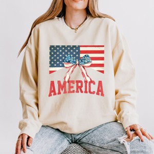 Simply Sage Market American Flag Coquette Lightweight Garment Dyed Sweatshirt - 1 of 4