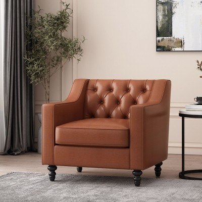 Mid-Century Club Chair Armchair with Leather for living room-Christopher Knight Home