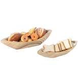 Vintiquewise Wood Carved Boat Shaped Bowl Basket Rustic Display Tray