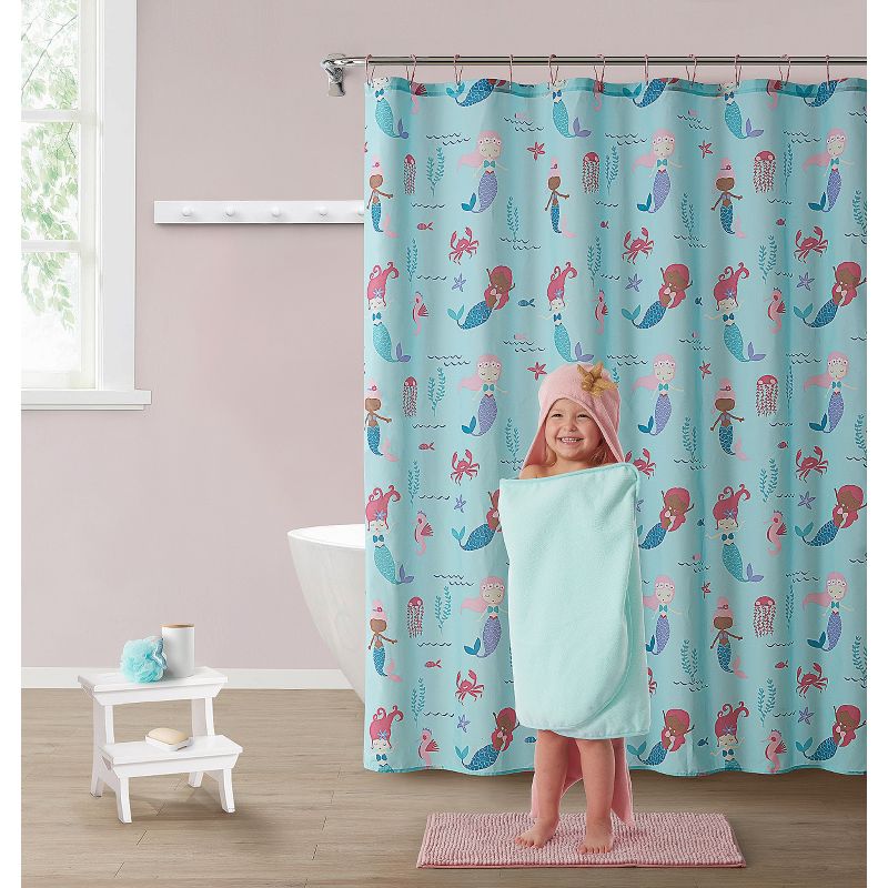 Kate Aurora Montauk Accents Complete 5 Piece Juvi Mermaid Themed Fabric Shower Curtain Bathroom Set, 2 of 15