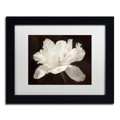 White Tulip Floral Print in Black Acrylic Frame