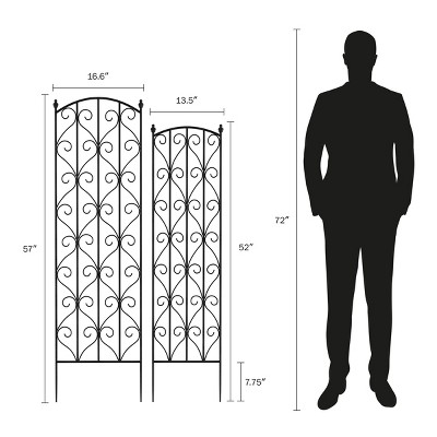 Black Powder-Coated Metal Scroll Pattern Garden Trellis Set