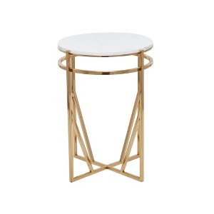 21.4" Contemporary Metal and Marble Accent Table Gold - Olivia & May: No Assembly, Indoor Use - 1 of 4