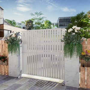 Wooakway 47" x 72" White Metal Garden Trellis Privacy Screen Indoor Outdoor Room Divider Lattice Panel - 1 of 4