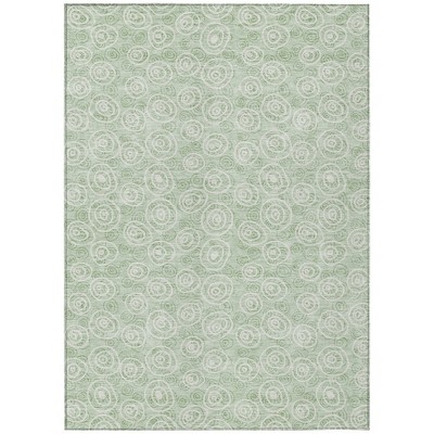 Mint Green Artichoke Green And Ivory Geometric Washable Indoor Outdoor Area Rug