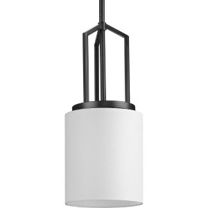 Progress Lighting Goodwin 1-Light Mini-Pendant, Matte Black, Linen Shade - 1 of 1